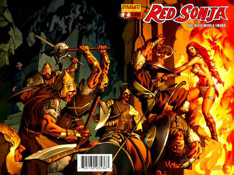 Cover for Red Sonja (Dynamite Entertainment, 2005 series) #2 [Mel Rubi Wraparound Cover]