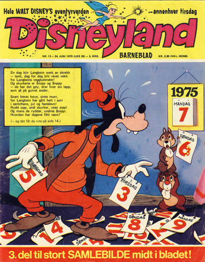 Cover for Disneyland barneblad (Hjemmet / Egmont, 1973 series) #13/1975