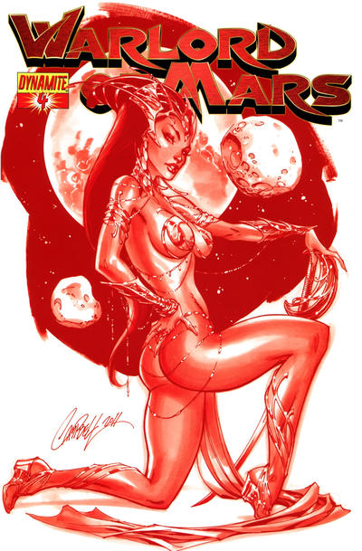 Cover for Warlord of Mars (Dynamite Entertainment, 2010 series) #4 ["Martian Red" Retailer Incentive Cover J. Scott Campbell]
