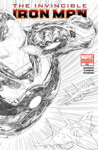 Cover for Invincible Iron Man (Marvel, 2008 series) #500 [Variant Edition - Black-and-White Joe Quesada]