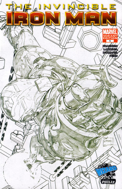 Cover for Invincible Iron Man (Marvel, 2008 series) #1 [Wizard World Philly Exclusive Variant Sketch Cover]