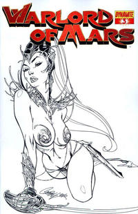 Cover Thumbnail for Warlord of Mars (Dynamite Entertainment, 2010 series) #3 ["Black and White Art" Retailer Incentive Cover J. Scott Campbell]