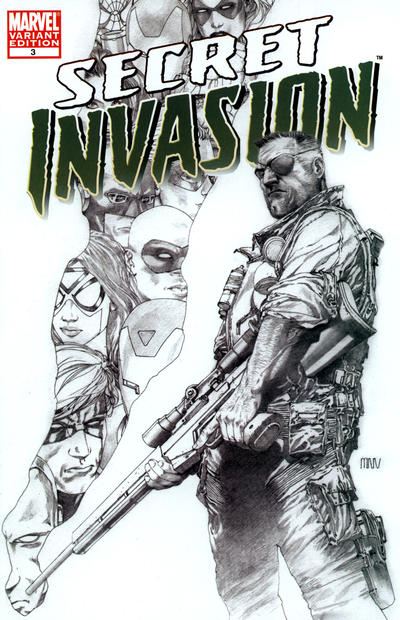 Cover for Secret Invasion (Marvel, 2008 series) #3 [Variant Edition - Steve McNiven Sketch Cover]