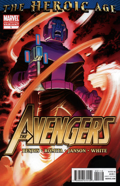 Cover for Avengers (Marvel, 2010 series) #1 [Second Printing]