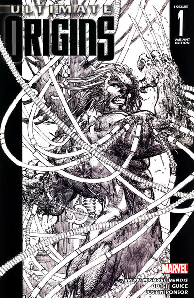 Cover for Ultimate Origins (Marvel, 2008 series) #1 [Variant Edition - Michael Turner Black-and-White]