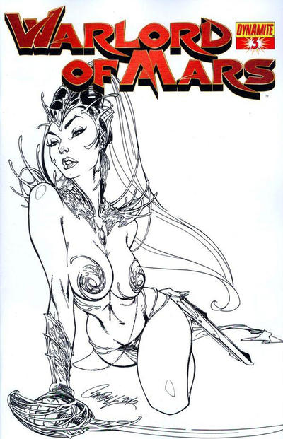 Cover for Warlord of Mars (Dynamite Entertainment, 2010 series) #3 ["Black and White Art" Retailer Incentive Cover J. Scott Campbell]