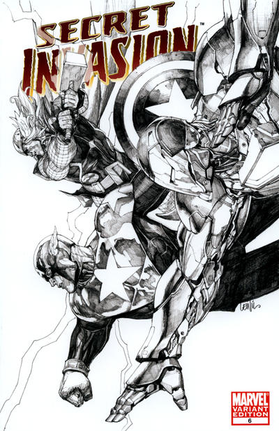 Cover for Secret Invasion (Marvel, 2008 series) #6 [Variant Edition - Leinil Francis Yu Sketch Cover]