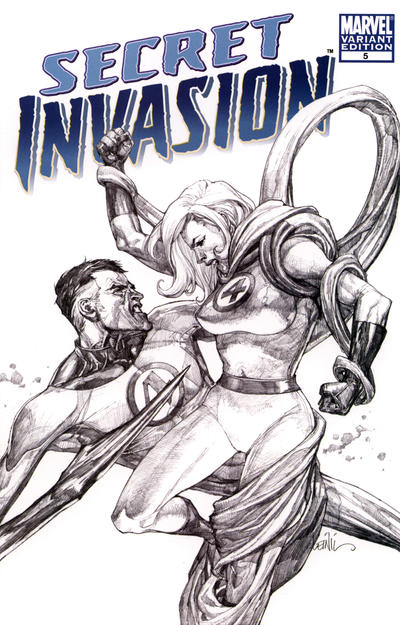 Cover for Secret Invasion (Marvel, 2008 series) #5 [Variant Edition - Leinil Yu Sketch Cover]