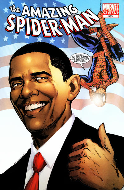 Cover for The Amazing Spider-Man (Marvel, 1999 series) #583 [3rd Printing Variant - Barack Obama - Phil Jimenez Cover]