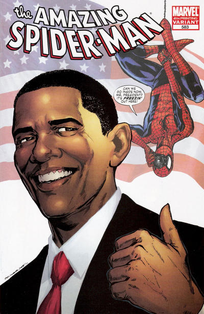 Cover for The Amazing Spider-Man (Marvel, 1999 series) #583 [4th Printing Variant - Barack Obama - Phil Jimenez Cover]