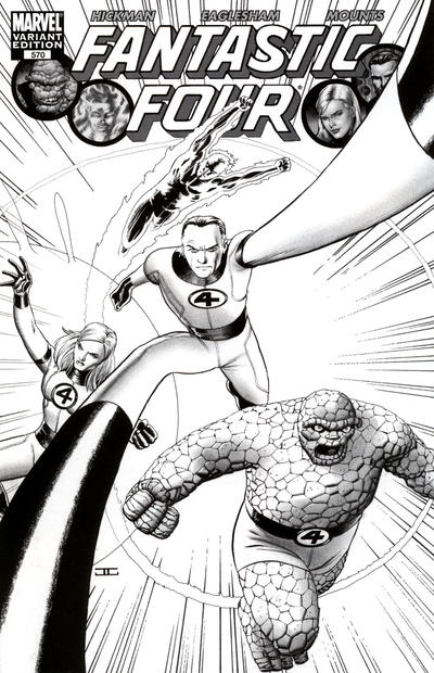 Cover for Fantastic Four (Marvel, 1998 series) #570 [Black-and-White Variant Edition]