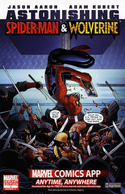 Cover for Astonishing Spider-Man & Wolverine (Marvel, 2010 series) #1 [Variant Edition - Marvel Comics App]