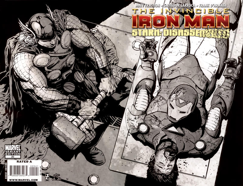 Cover for Invincible Iron Man (Marvel, 2008 series) #20 [Black-and-White Variant Edition]