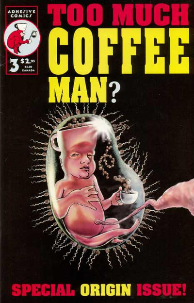 Cover for Too Much Coffee Man (Adhesive Comics, 1993 series) #3