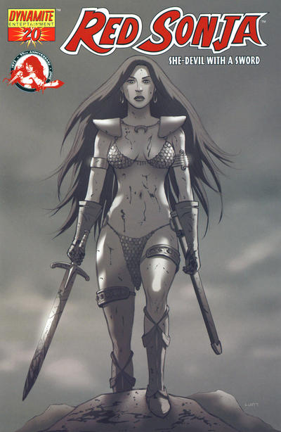 Cover for Red Sonja (Dynamite Entertainment, 2005 series) #20 [Jonathan Luna "Black and white" cover]