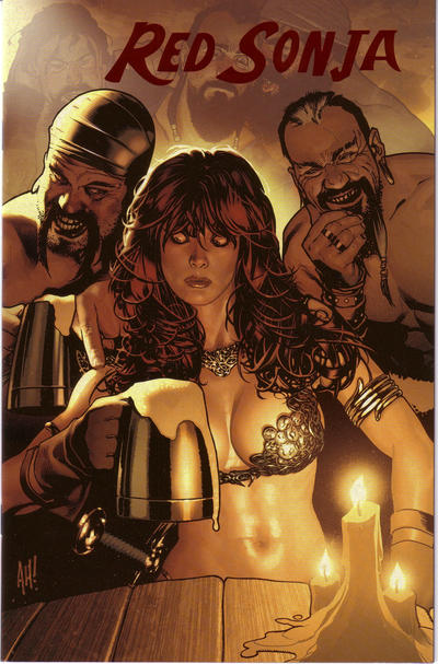 Cover for Red Sonja (Dynamite Entertainment, 2005 series) #7 [Adam Hughes Red Foil Virgin Incentive Cover (1 in 20)]
