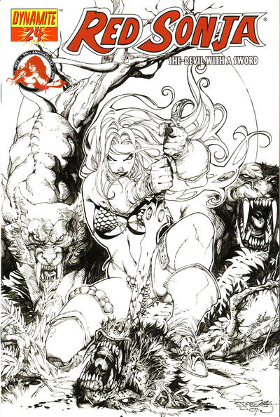 Cover for Red Sonja (Dynamite Entertainment, 2005 series) #24 [Stephen Segovia Black and White Incentive Variant]