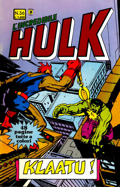 Cover for L'Incredibile Hulk (Editoriale Corno, 1980 series) #36