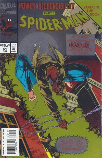 Cover for Spider-Man (Marvel, 1990 series) #51 [Flipbook] [Direct Edition]