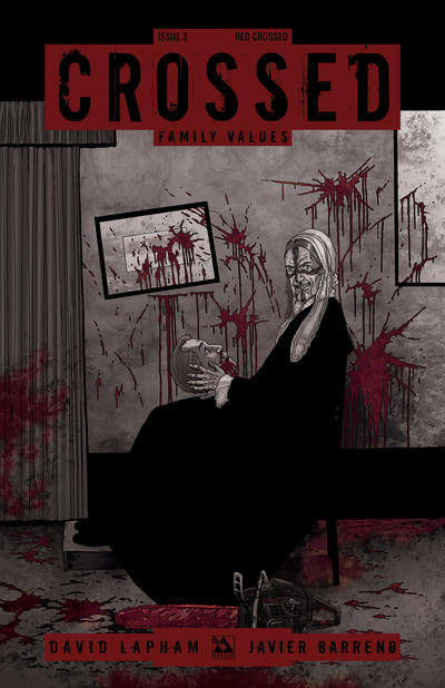 Cover for Crossed Family Values (Avatar Press, 2010 series) #3 [Incentive Red Crossed Cover - Jacen Burrows]