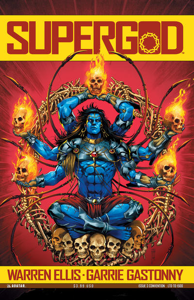 Cover for Warren Ellis' Supergod (Avatar Press, 2009 series) #3 [Convention]