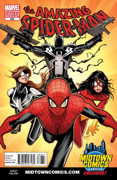 Cover for The Amazing Spider-Man (Marvel, 1999 series) #666 [Midtown Comics Variant - Greg Land Cover]