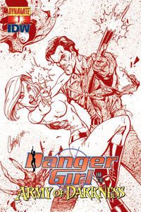 Cover Thumbnail for Danger Girl and the Army of Darkness (Dynamite Entertainment, 2011 series) #1 [J. Scott Campbell Dangerous Red Retailer Incentive Cover]