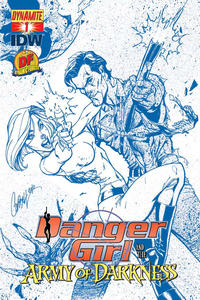 Cover for Danger Girl and the Army of Darkness (Dynamite Entertainment, 2011 series) #1 [J. Scott Campbell Deadite Blues Dynamic Forces Exclusive Cover]