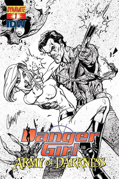 Cover for Danger Girl and the Army of Darkness (Dynamite Entertainment, 2011 series) #1 [J. Scott Campbell Black & White Retailer Incentive Cover]