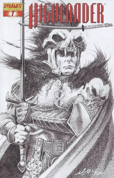 Cover for Highlander (Dynamite Entertainment, 2006 series) #7 [Black-and-White Sketch Retailer Incentive Cover]