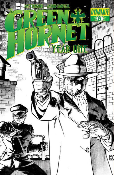 Cover for Green Hornet: Year One (Dynamite Entertainment, 2010 series) #6 [Black, White & Green RI]