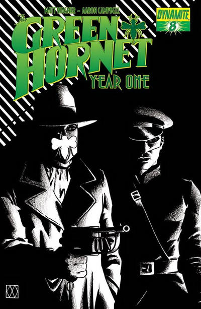 Cover for Green Hornet: Year One (Dynamite Entertainment, 2010 series) #8 [Black, White & Green RI]