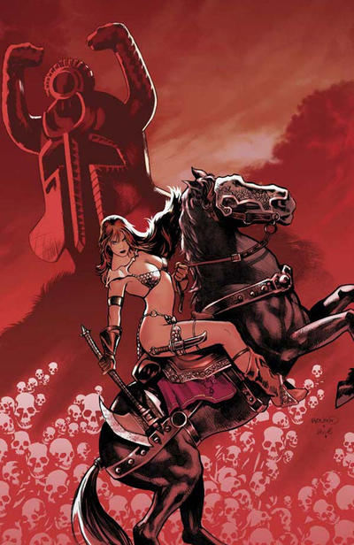 Cover for Sword of Red Sonja: Doom of the Gods (Dynamite Entertainment, 2007 series) #1 [Incentive 1 Virgin Cover]