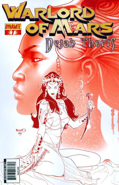 Cover for Warlord of Mars: Dejah Thoris (Dynamite Entertainment, 2011 series) #7 ["Martian Red" Retailer Incentive Variant Cover by Paul Renaud]