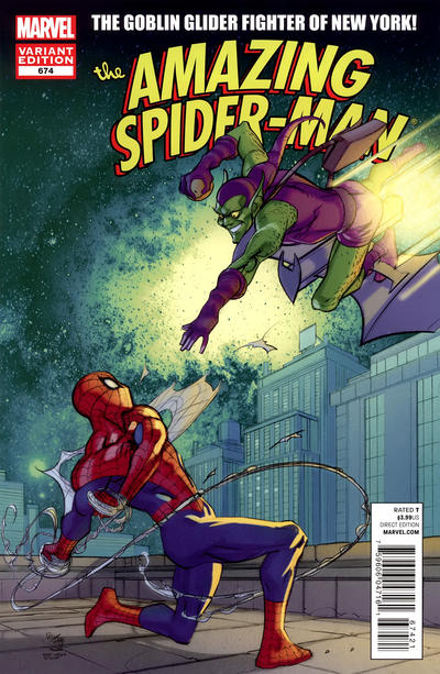Cover for The Amazing Spider-Man (Marvel, 1999 series) #674 [Variant Edition - 'Marvel 50th Anniversary' - Pasqual Ferry Cover]