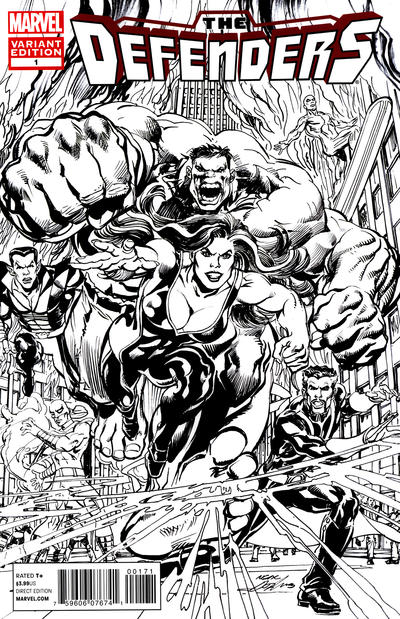 Cover for Defenders (Marvel, 2012 series) #1 [Direct Market Sketch Variant Cover by Neal Adams]