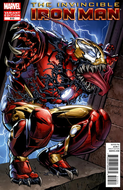 Cover for Invincible Iron Man (Marvel, 2008 series) #512 [Direct Market Venom Variant Cover by Larry Stroman]
