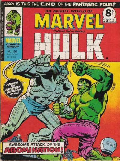 Cover for The Mighty World of Marvel (Marvel UK, 1972 series) #156