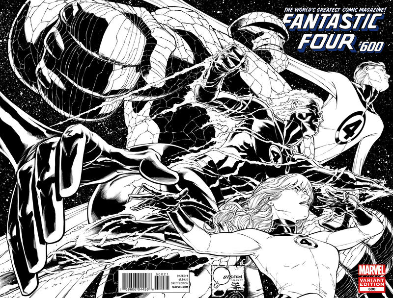 Cover for Fantastic Four (Marvel, 2012 series) #600 [Direct Market Wraparound Sketch Variant Cover by Joe Quesada]