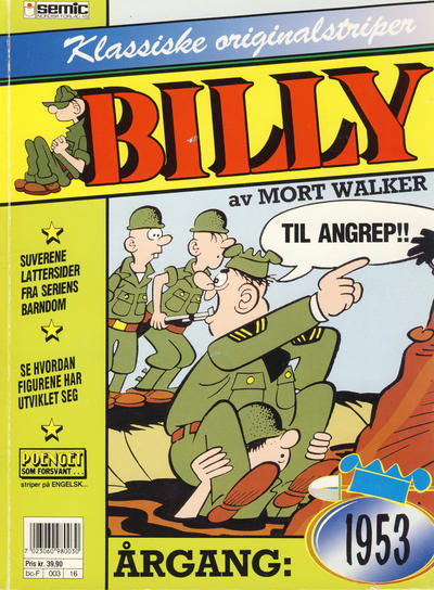 Cover for Billy Klassiske originalstriper (Semic, 1989 series) #1953 [2. opplag]