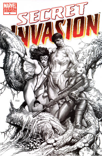 Cover for Secret Invasion (Marvel, 2008 series) #4 [Variant Edition - Steve McNiven Sketch Cover]