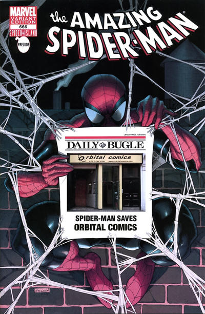 Cover for The Amazing Spider-Man (Marvel, 1999 series) #666 [Variant Edition - Orbital Comics Bugle Exclusive]