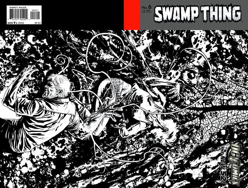 Cover for Swamp Thing (DC, 2011 series) #6 [Yanick Paquette Black & White Wraparound Cover]