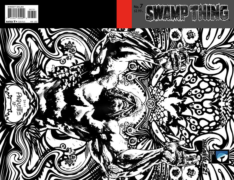 Cover for Swamp Thing (DC, 2011 series) #7 [Yanick Paquette Black & White Wraparound Cover]