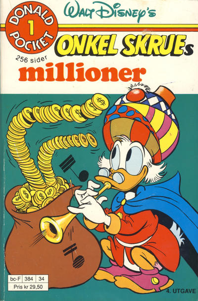 Cover for Donald Pocket (Hjemmet / Egmont, 1968 series) #1 - Onkel Skrues millioner [4. opplag]