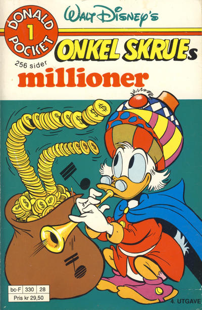 Cover for Donald Pocket (Hjemmet / Egmont, 1968 series) #1 - Onkel Skrues millioner [4. opplag Reutsendelse 330 28]