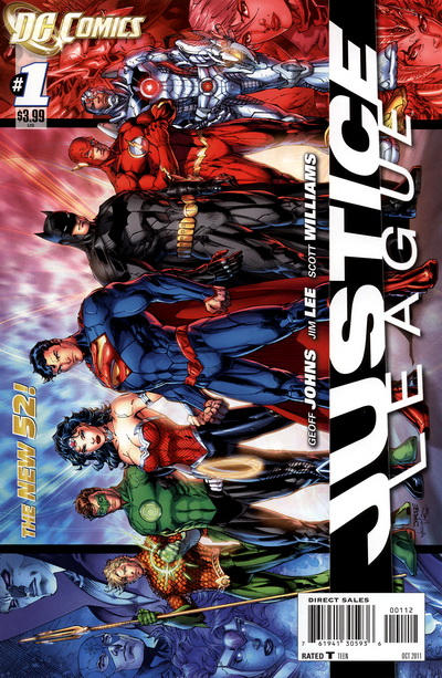 Cover for Justice League (DC, 2011 series) #1 [Second Printing]
