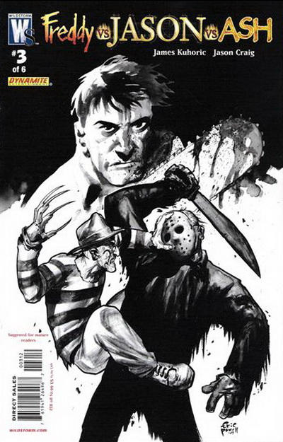 Cover for Freddy vs Jason vs Ash (of Army of Darkness) (DC, 2008 series) #3 [Second Printing]