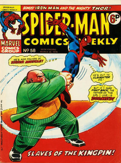 Cover for Spider-Man Comics Weekly (Marvel UK, 1973 series) #58