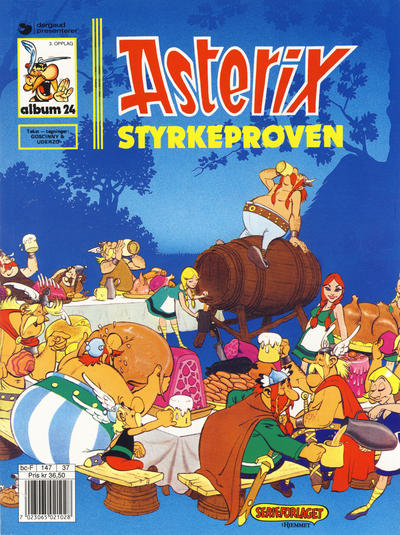 Cover for Asterix (Hjemmet / Egmont, 1969 series) #24 - Styrkeprøven [3. opplag [4. opplag]]